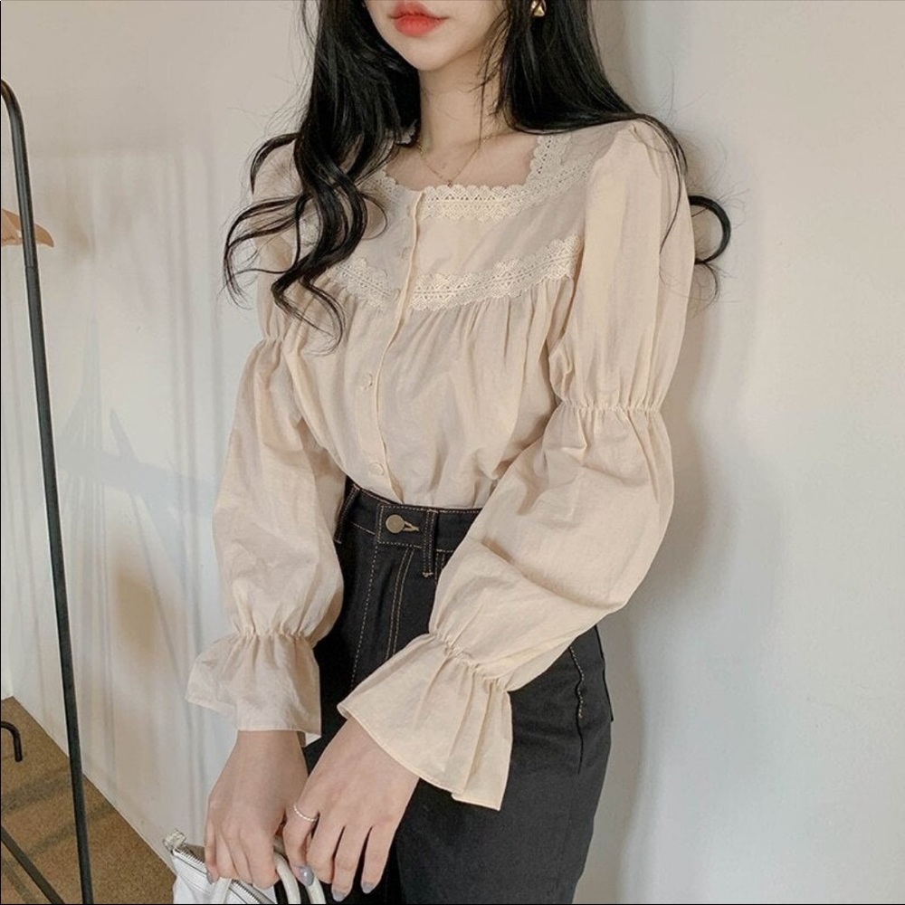 Etsy Vintage Inspired Cottagecore Light Academia Romantic Blush Pink Blouse